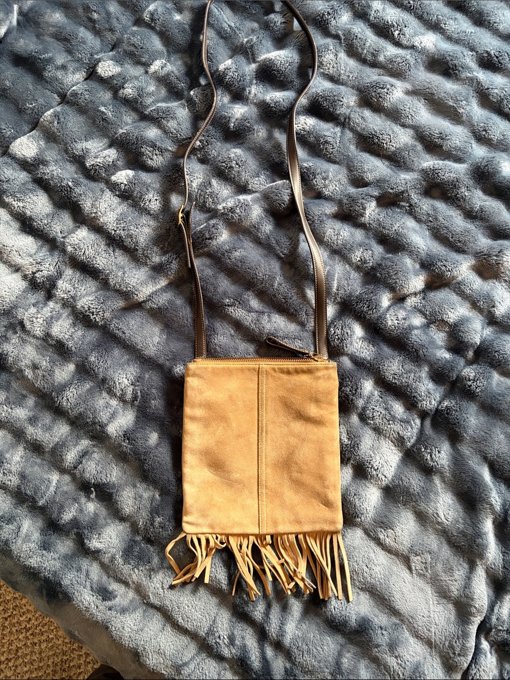 Vintage Coach Tan Suede Fringed Crossbody Bag